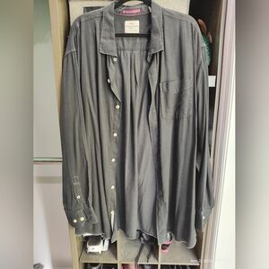 Tommy Bahama Long Sleeve Men's Dress Shirt - 3XL Gray Big and Tall